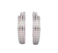 Orecchini a cerchio in argento sterling 925 con stelle filanti | Placcatura in oro rosa | N. pietra: 120 | Dimensioni gemma: 0,01-0,10 mm | Peso: 1,14 crt | Forma: rotonda | 8,228 grammi |LKE_R_00071