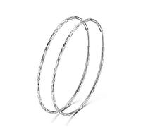 Orecchini a cerchio in argento Sterling 925 per donne e ragazze, di 20, 30, 40, 50, 60 e 70 mm, 70mm, Argento sterling, Non pietra preziosa