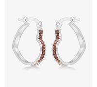 Orecchini a cerchio in argento sterling con cuore polvere di stelle rosa...