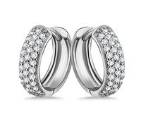 Orecchini a cerchio in argento Sterling con zirconia cubica e zirconia cubica, per donne e ragazze, diametro 15 mm, Sea of Ice