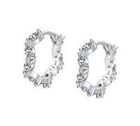 Orecchini a cerchio in argento Sterling, orecchini in argento con pavé di forma marchesa CZ nascosto-Snap-Posts orecchino da donna