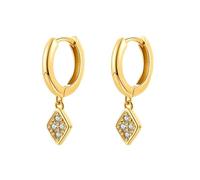 Orecchini a cerchio in argento Sterling S925, con ciondolo a forma di rombo e zirconi per donna, 925 Sterling Silberrunde Form, Argento sterling, Zirconia cubica
