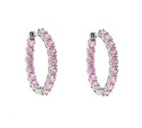 Orecchini a cerchio in cristallo rosa oro 14K, diametro interno da 30 mm e doppi cerchi con design di pietre preziose, regalo per lei