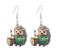Orecchini a cerchio in legno massello di Saint Day in acrilico, graziosi orecchini a cerchio per donne mamma divertente Animal Charms Jewelry Weird orecchini con diamanti blu, Taglia unica, Plastica