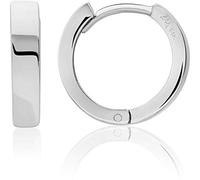 Orecchini a cerchio in oro 14 kt Huggie minimalisti, piccoli, semplici e sottili, per donne e uomini, lucidati, piatti, incernierati a cerchio, Oro bianco, Nessuna pietra preziosa