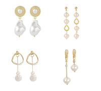 Orecchini a cerchio in oro 4 pezzi con ciondoli alla moda con ciondoli a goccia per donna orecchini di perle leggeri fatti a mano a Natale