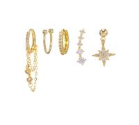 Orecchini a cerchio in oro 5 pezzi da donna in oro, zircone cubiche,