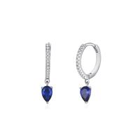 Orecchini a cerchio in oro bianco 9 K 375, con gocce di zaffiro blu, lacrime Au375, moissanite