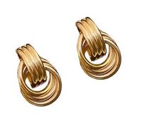 Orecchini a cerchio in oro e argento, design geometrico, accessorio portatile per donne alla moda, look moderno, orecchini geometrici, One Size, come descritto, come descritto