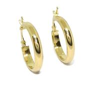Orecchini a cerchio in oro giallo 18 K con tubo mezza canna da 4 mm di larghezza per 2,3 cm di diametro esterno. 2,10 gr di oro 18 k; un regalo davvero speciale per donna., Oro 18 carati