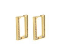 Orecchini a cerchio, in oro, set di zirconi quadrati geometrici per donne e matrimoni, KupferGeometrische Quadratische runde Form, Rame, Zirconia cubica