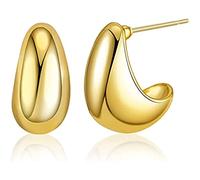 Orecchini a cerchio in oro spesso spessi Orecchini lunghi a goccia d'acqua per le donne Orecchini a goccia Cerchi a sfera a goccia ipoallergenici Gioielli alla moda per ragazze