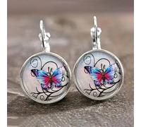 Orecchini a cerchio in resina con adesivo a farfalla vintage, per le donne, per tutti i giorni, casual, vacanze, bohémien, gioielli regalo