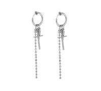 Orecchini a cerchio, in stile occidentale, con croce e cono, in acciaio inox, ideali come regalo per vacanze, feste di famiglia, matrimoni, acciaio inox, Non pietra preziosa