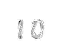 Orecchini a cerchio in vero oro bianco 18 carati 750 con moissanite, simbolo dell'infinito PT950 e platino, Oro bianco 9 carati (375), Moissanite