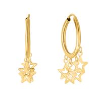 Orecchini A Cerchio Infinito Con Ciondolo A Stella In Oro Giallo 14K