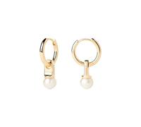 Orecchini a cerchio La perla del brand PDPaola. Orecchini a cerchio in argento sterling placcato oro 18 kt e con ciondolo di perla d'acqua dolce rotonde. La referenza è AR01-C25-U