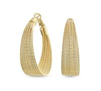 Orecchini A Cerchio Larghi Con Cavo Multiplo Taglio Diamante Per Donne Adolescenti Placcati In Ottone Oro Giallo 18K Di 1,50 Pollici Di Diametro