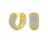Orecchini a cerchio larghi con pavé di zirconia cubica a cinque file per donne, placcati in oro 14K, argento sterling .925
