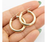 Orecchini A Cerchio Lucidi E Semplici In Oro Giallo 10K 4Mm X 25Mm 1"