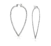 Orecchini a cerchio martellati in argento sterling .925 a forma di foglia triangolare boho, grande goccia aperta, gioielli western per donne e adolescenti, 2,25 pollici.