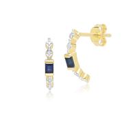 Orecchini A Cerchio Mezza Eternità In Zaffiro E Diamante In Oro Giallo 9 Carati