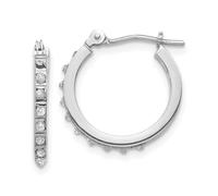 Orecchini A Cerchio Mini In Oro Bianco 14K Con Diamante Rotondo 15Mm 0.01 Ct.