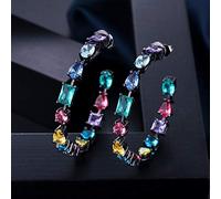 Orecchini a cerchio multicolore di zirconia cubica Crystal Big Hoop Circle Round Women Ear Jewelry