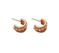 Orecchini a cerchio multistrato in perle barocche con micro pavé di zirconi, orecchini minimalisti, voluminosi ed eleganti, dallo stile leggero e lussuoso, ideali per le donne; gioiello versatile, ada