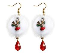 Orecchini a cerchio natalizi con renna e Babbo Natale, design con pon pon pon