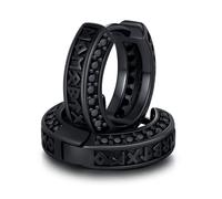Orecchini a cerchio neri in argento 925 da uomo con runa vichinga/occhio di Horus/croce/teschio/celtico/numeri romani, gioielli unisex per uomini e donne, /, Argento sterling, Non pietra preziosa