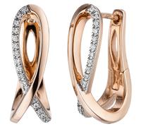 Orecchini a Cerchio Orecchini 34 Diamanti Brillanti Circuito 585 Oro Rosso