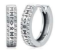 Orecchini a Cerchio, Orecchini Vichinga Uomo in Argento Sterling 925, Cerchio Orecchini Vichinghe con Rune per Uomo Donna