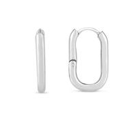 Orecchini A Cerchio Oval Lucidi In Argento Sterling 925