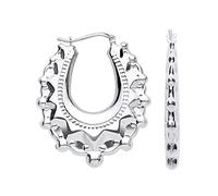 Orecchini a cerchio ovale in argento Sterling, stile vittoriano, stile zingaro