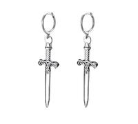 Orecchini a cerchio pendenti a forma di spada pugnale per donne e uomini, unisex, gotico, retrò, punk, coltello, piercing a cerchio, cartilagine, stile vintage, personalizzato, con spade incise
