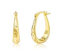 Orecchini a Cerchio per Donna in Argento Sterling 925, Orecchini Cerchio Oro Grosso, Placcati in Vero Oro 14K Ipoallergenici Moda Gioielli Regalo per Donna e Ragazze