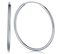 Orecchini a cerchio per donne e ragazze Infinite U Fashion in argento sterling 925, diametro tra 12 e 60 mm, rotondi, lucidi, a campanella, chiusura a incastro, argento, colore: Silver-60mm, cod. b01559-6-earring