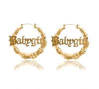 Orecchini a cerchio placcati in bambù, grande design rotondo a forma di cuore, stile ghetto anni '80/90, audaci hip hop, gioielli da donna, 1, Metallo, Nessuna pietra preziosa