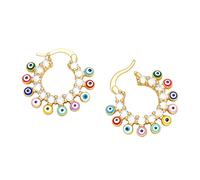 Orecchini a cerchio placcati in oro, piccoli orecchini a cerchio rotondi placcati in oro, con chiusura a clicktop, gioielli da matrimonio, fortunati, spirituali, colorati, idea regalo per