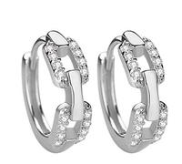 Orecchini a cerchio placcati in oro Sterling con pavé di zirconi cubici per donne, piccoli orecchini freschi da donna per piercing multipli (argento, taglia unica)