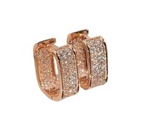 Orecchini a cerchio quadrati in acciaio inossidabile color oro e argento per donna, con zirconi cubici lucidi e geometrici da sposa(Rose Gold)