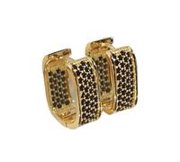 Orecchini a cerchio quadrati in acciaio inossidabile color oro e argento per donna, con zirconi cubici lucidi e geometrici da sposa(Black)