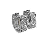 Orecchini a cerchio quadrati in acciaio inossidabile color oro e argento per donna, con zirconi cubici lucidi e geometrici da sposa(Silver)