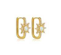 Orecchini a cerchio quadrati in oro per donna, in argento Sterling 925 con zirconi cubici, a forma di stella a otto punte, orecchini a lobo con opale, regalo boho per moglie, fidanzata, sorella