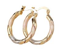 Orecchini a cerchio ritorto per le donne-oro tre tono, oro rosa, cerchi in lega placcati in argento, orecchini a cerchio leggero ipoallergenico, gioielli di moda regalo per tutti i giorni