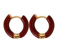 Orecchini a cerchio rossi e oro da donna, design unico con smalto rosso, metallo rame con dettagli in oro, leggeri e confortevoli, per l'uso quotidiano e occasioni speciali