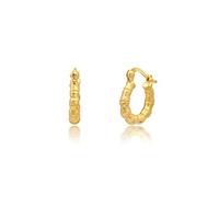 Orecchini a cerchio rotondi in bambù con imbottitura in oro giallo 14 carati e tomaia leggera da 15 cm