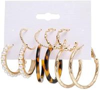 Orecchini a cerchio set lega acrilica perla goccia orecchini orecchini gioielli regali per donne 5 paia gioielli accessorioDesign professionale