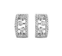 Orecchini a cerchio Sleek Radiance in argento sterling 925 | Placcatura in argento n. Pietra: 76 | Dimensioni gemma: 0,01-0,10 mm | Peso: 0,73 crt | Forma: rotonda | 5,146 grammi |LKE_W_00109